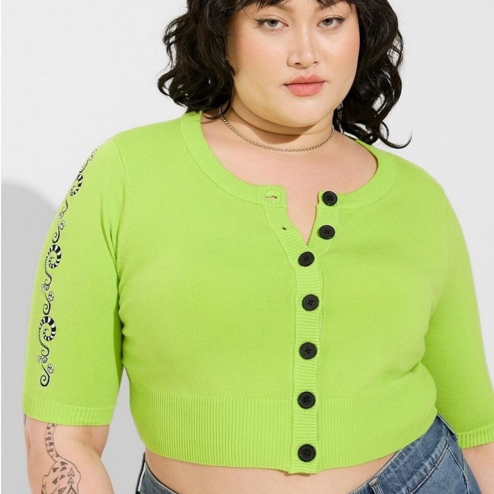 Lime Green Button-Up Beetlejuice Cardigan